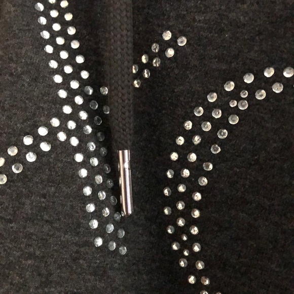 NWT XOXO Dark Grey Embellished Hooded Sweatshirt. - Picture 3 of 8